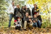 A large family with children in autumn